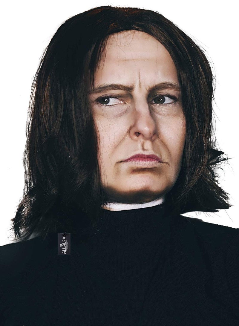 ألاورا ALLAURA Dark Professor Severus Wizard زي شعر مستعار طويل أسود للرجال شعر مستعار مايكل فنسنت جاكسون فيغا للبالغين | زي القاتل ويك - باروكة فاركواد | أزياء الهالوين الباروكة السوداء للرجال - Image 4